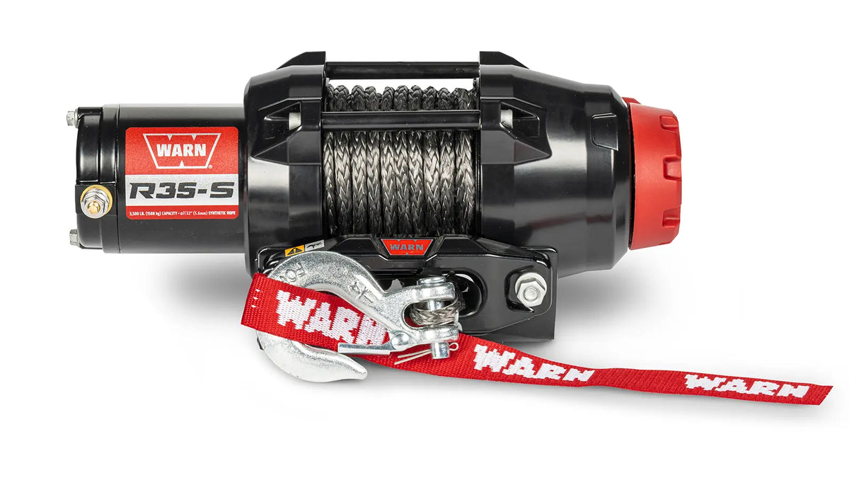 WARN R35-S 3,500 lb ATV/UTV winch with 50 ft synthetic rope and hawse fairlead