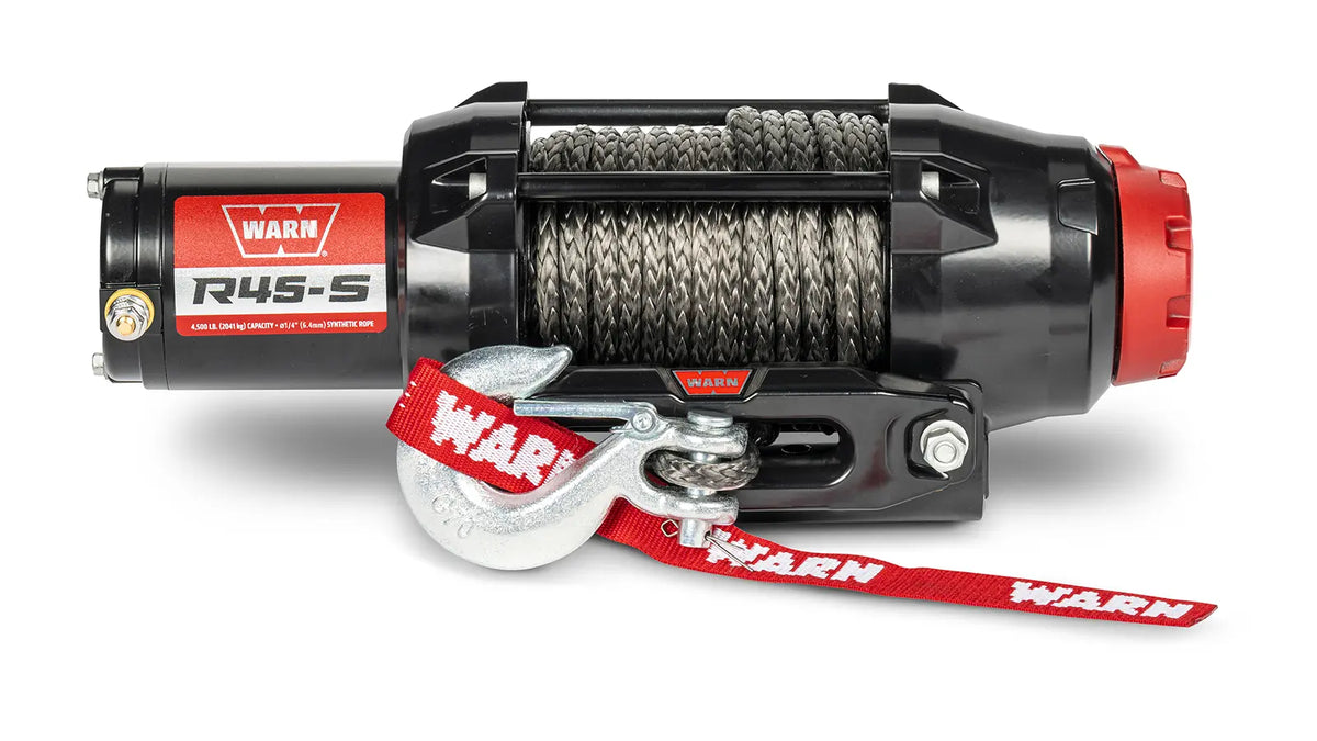 WARN R45-S 4,500 lb ATV/UTV winch with 50 ft synthetic rope and roller fairlead
