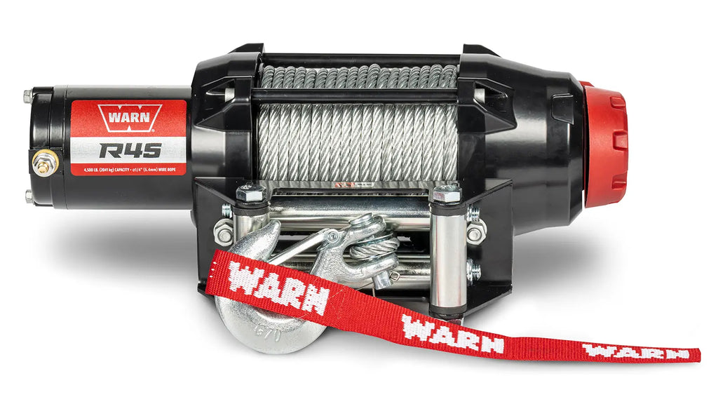 WARN R45 4,500 lb ATV/UTV winch with 50 ft steel rope and roller fairlead