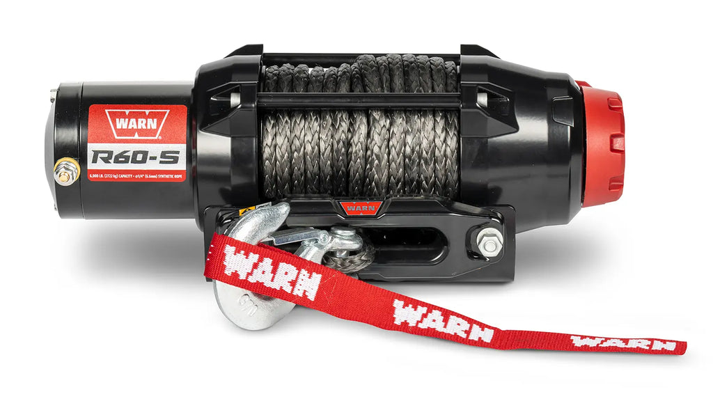 WARN R60-S 6,000 lb ATV/UTV winch with 50 ft synthetic rope and hawse fairlead