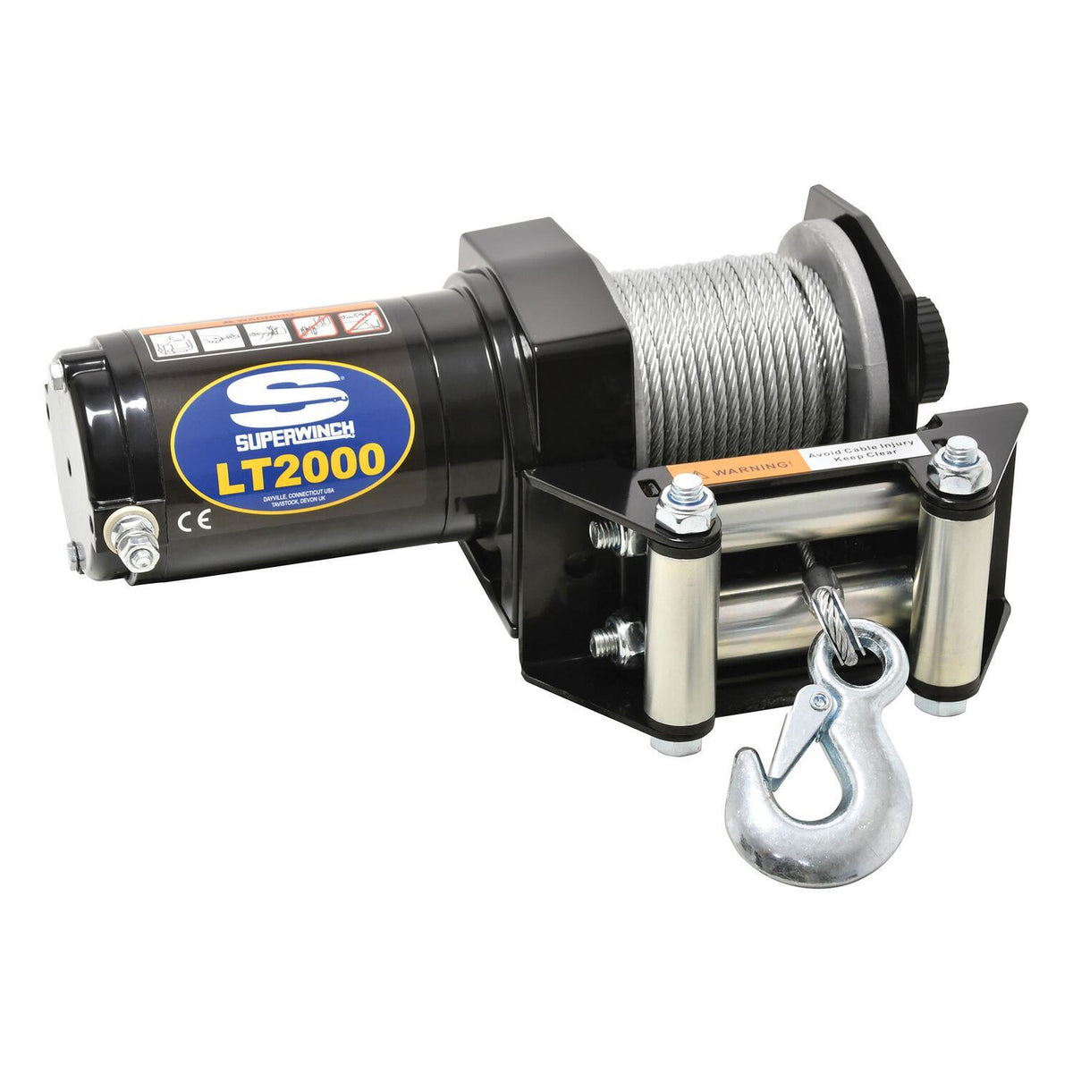 LT2000 2000lb 12V DC Winch with Steel Wire Rope Black - official product image 2