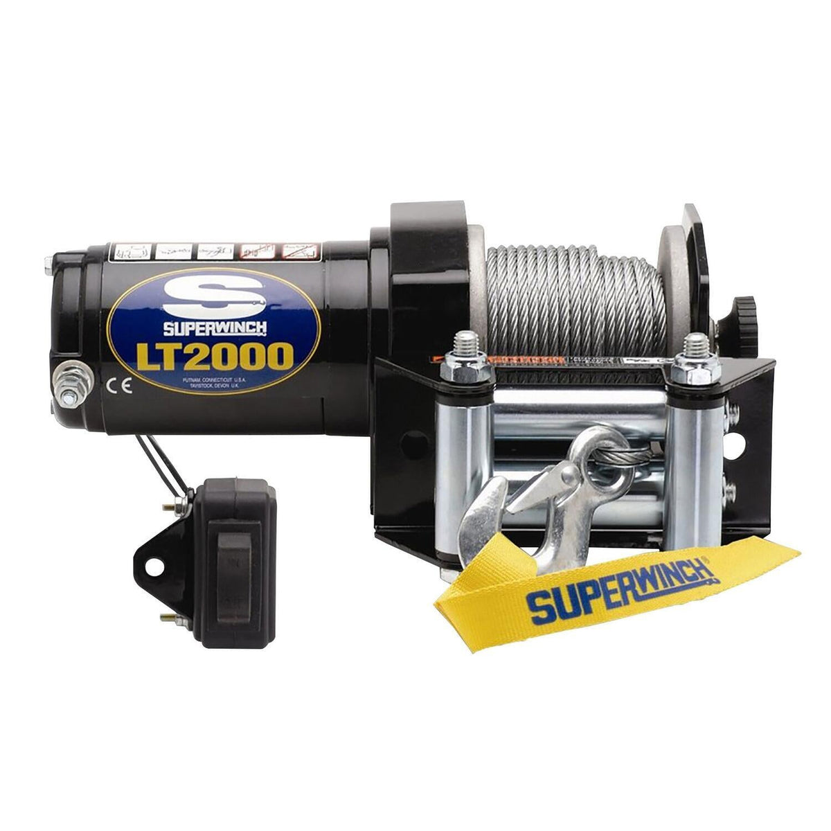 LT2000 2000lb 12V DC Winch with Steel Wire Rope Black - official product image 1
