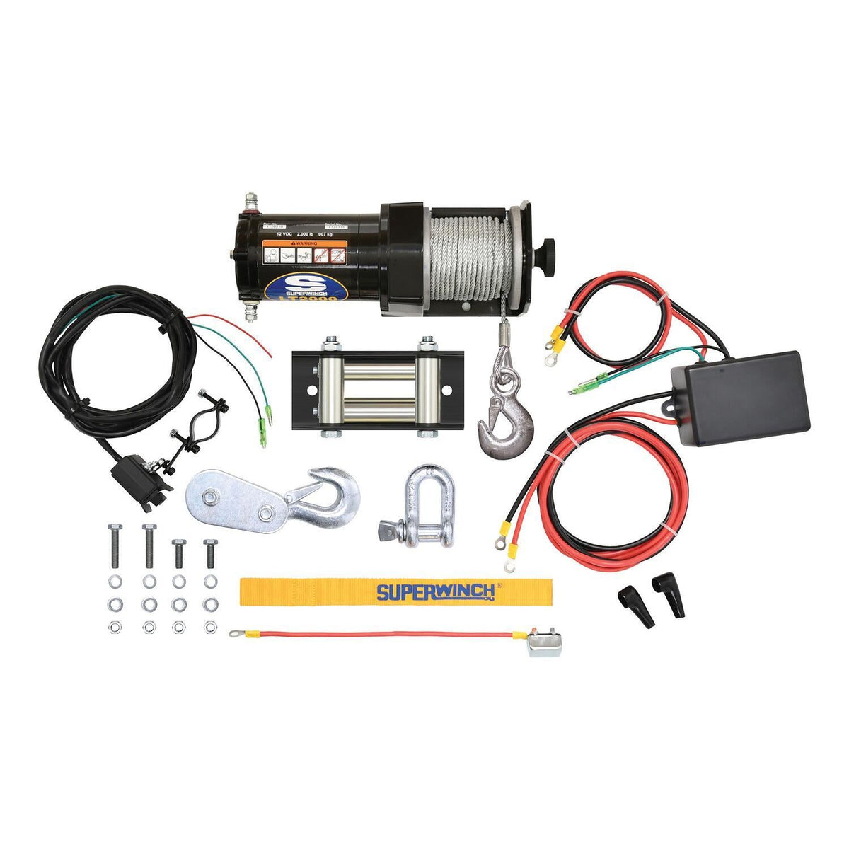 LT2000 2000lb 12V DC Winch with Steel Wire Rope Black - official product image 3