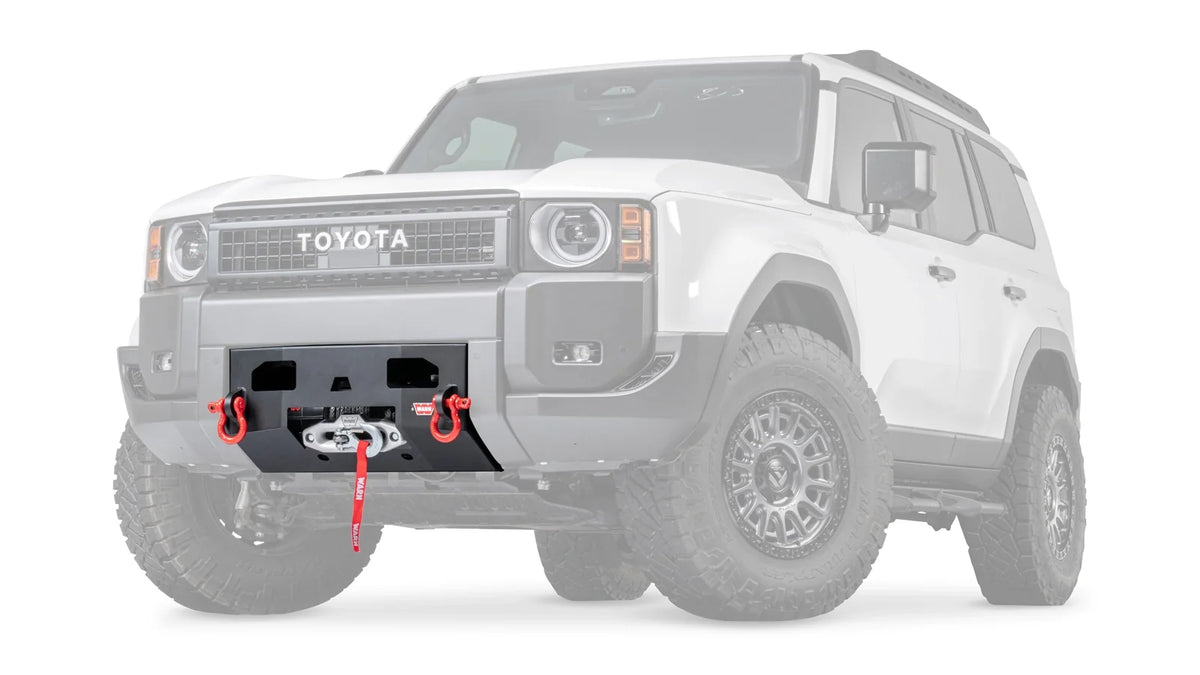 Ghosted view of the WARN Semi-Hidden Winch Mount Kit for 2024-2026 Toyota Land Cruiser