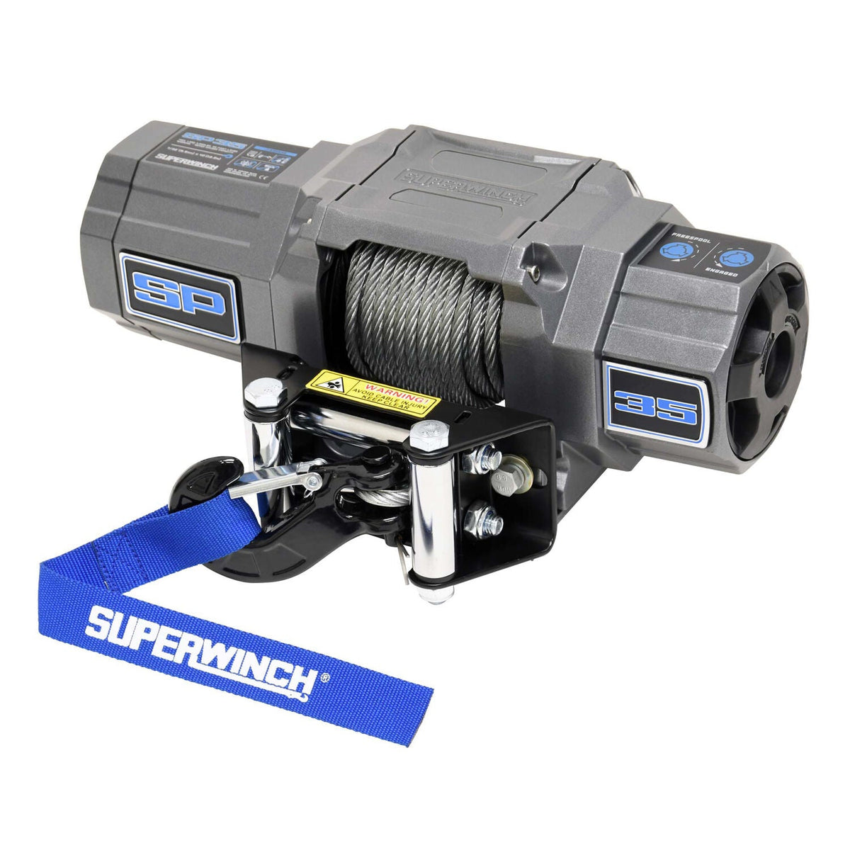 SP 35 Powersports 3500lb 12V DC Winch with Steel Wire Rope Graphite - official product image 2