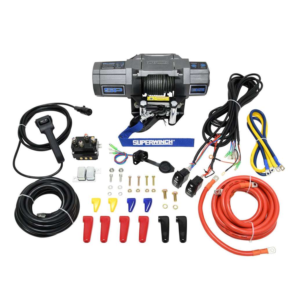 SP 35 Powersports 3500lb 12V DC Winch with Steel Wire Rope Graphite - official product image 4
