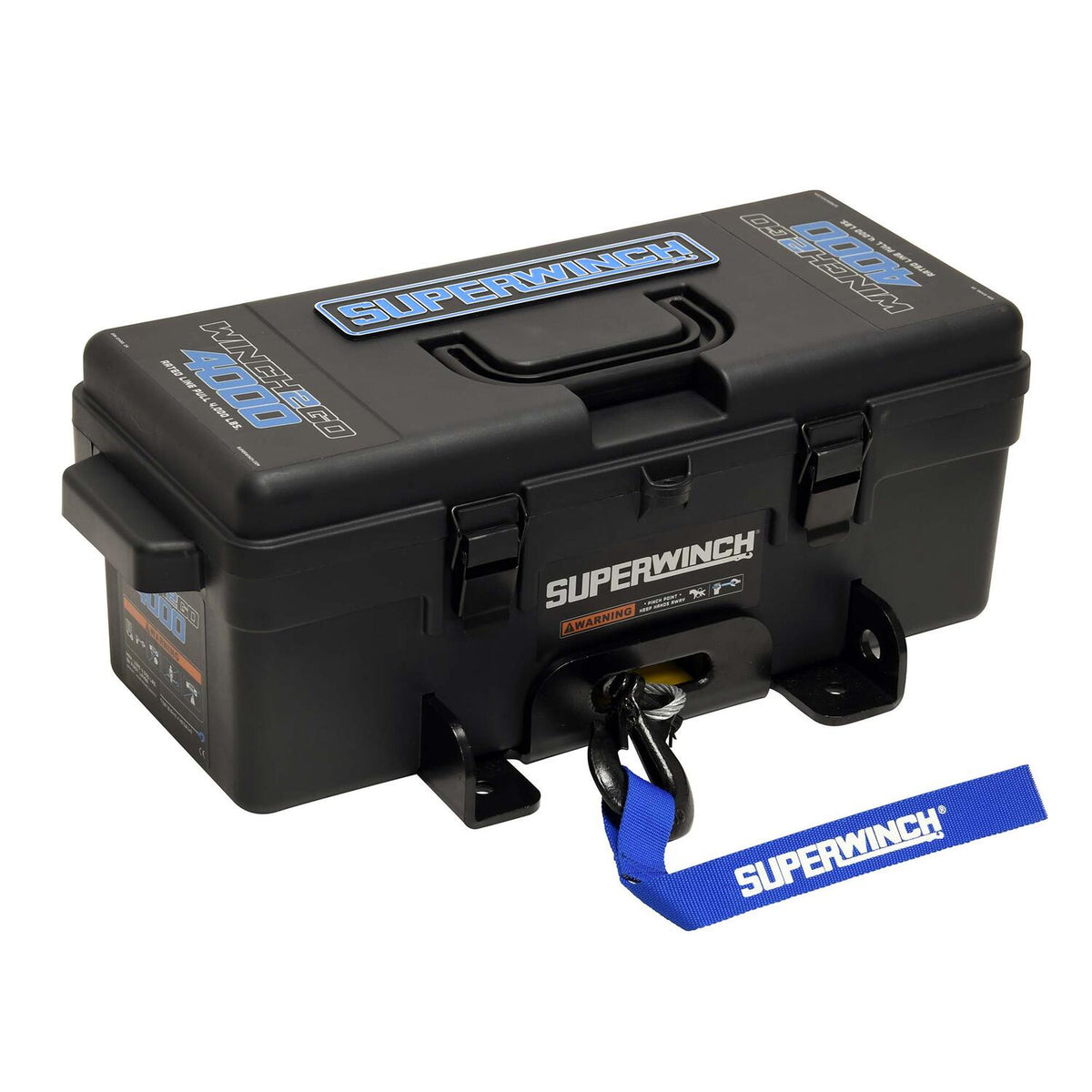 Winch2Go 4000 12V DC Electric Portable Utility Winch 4000lb(1814.4kg) Single Line Pull with Steel Mounting Plate Integrated Hawse Fairlead 7/32 in. x 40 ft. Steel Wire Rope Handheld Remote - official product image 3
