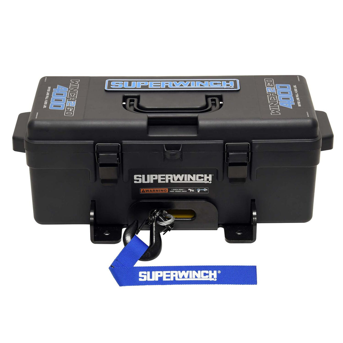Winch2Go 4000 12V DC Electric Portable Utility Winch 4000lb(1814.4kg) Single Line Pull with Steel Mounting Plate Integrated Hawse Fairlead 7/32 in. x 40 ft. Steel Wire Rope Handheld Remote - official product image 1