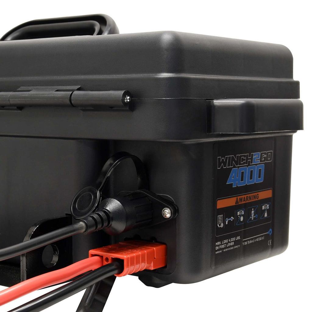 Winch2Go 4000 12V DC Electric Portable Utility Winch 4000lb(1814.4kg) Single Line Pull with Steel Mounting Plate Integrated Hawse Fairlead 7/32 in. x 40 ft. Steel Wire Rope Handheld Remote - official product image 7