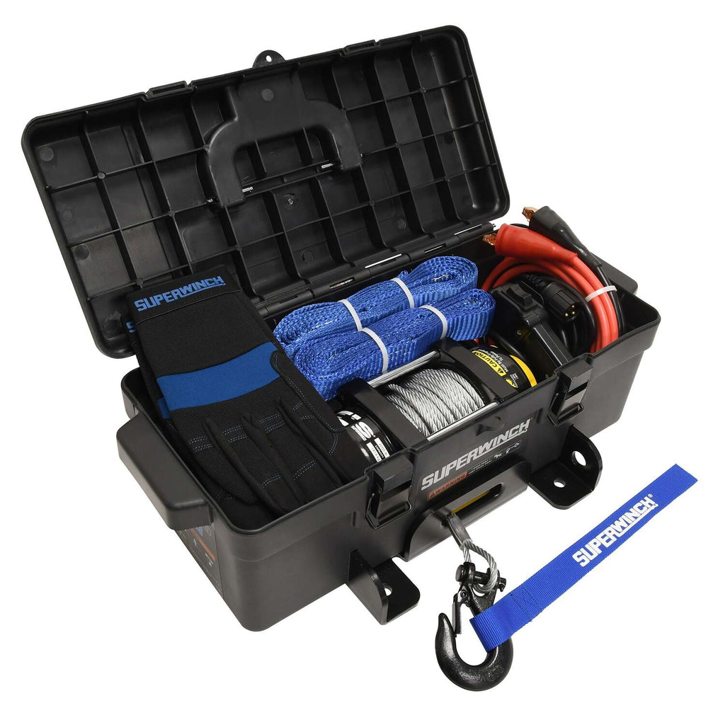 Winch2Go 4000 12V DC Electric Portable Utility Winch 4000lb(1814.4kg) Single Line Pull with Steel Mounting Plate Integrated Hawse Fairlead 7/32 in. x 40 ft. Steel Wire Rope Handheld Remote - official product image 8