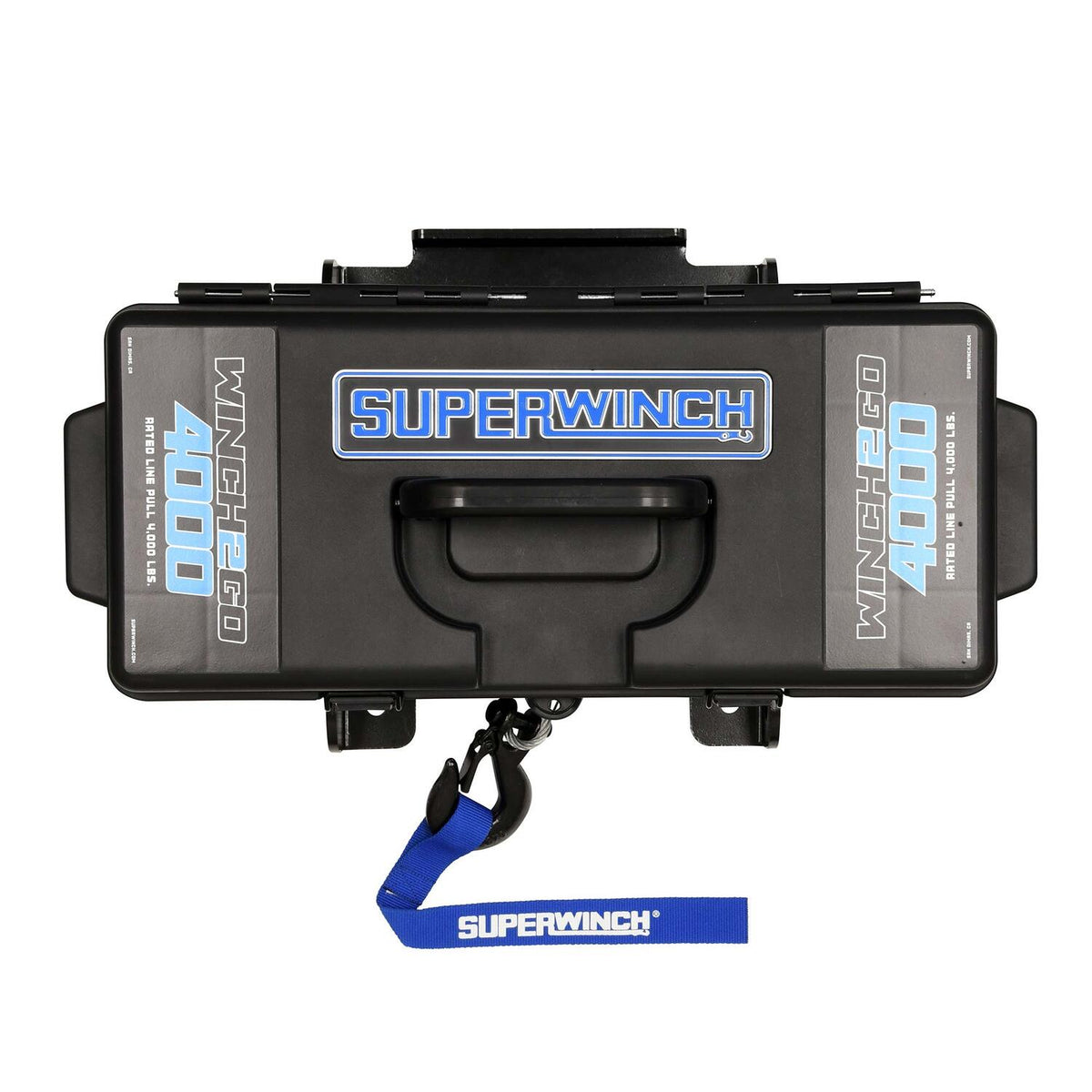 Winch2Go 4000 12V DC Electric Portable Utility Winch 4000lb(1814.4kg) Single Line Pull with Steel Mounting Plate Integrated Hawse Fairlead 7/32 in. x 40 ft. Steel Wire Rope Handheld Remote - official product image 4