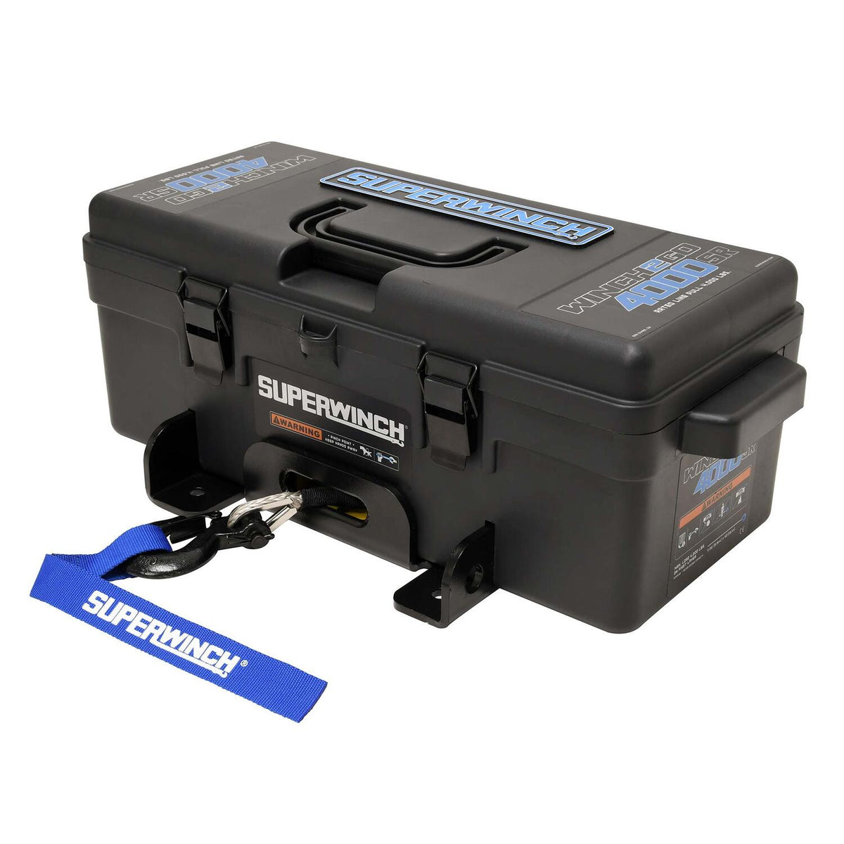 Winch2Go 12V DC Electric Portable Utility Winch 4000lb(1814.4kg) Single Line Pull with Steel Mounting Plate Integrated Hawse Fairlead 7/32 in. x 47 ft. Synthetic Rope Handheld Remote - official product image 2