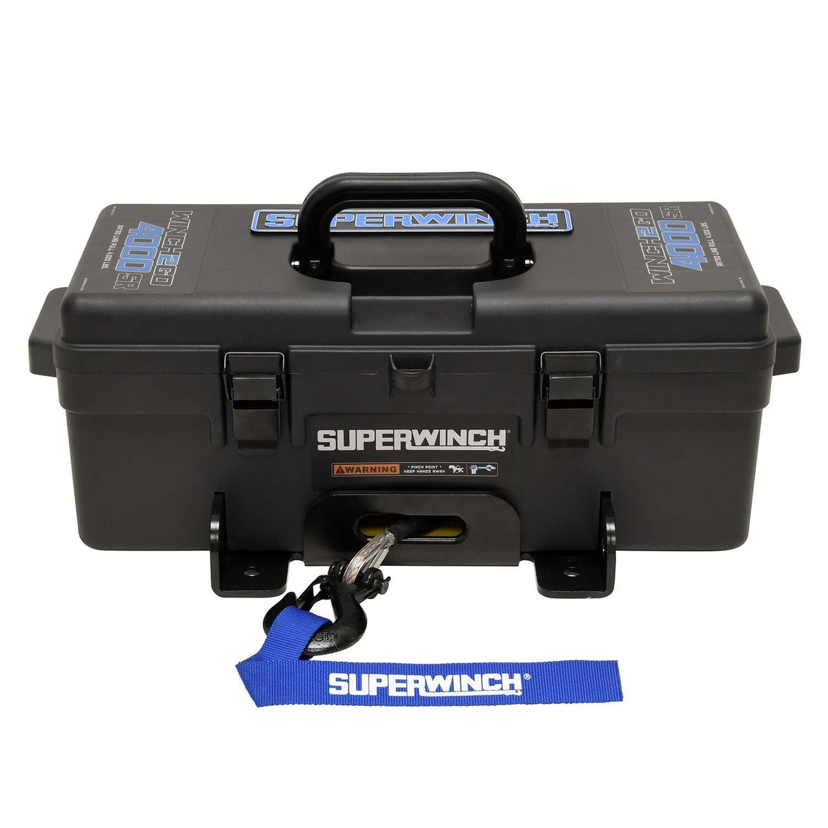 Winch2Go 12V DC Electric Portable Utility Winch 4000lb(1814.4kg) Single Line Pull with Steel Mounting Plate Integrated Hawse Fairlead 7/32 in. x 47 ft. Synthetic Rope Handheld Remote - official product image 1