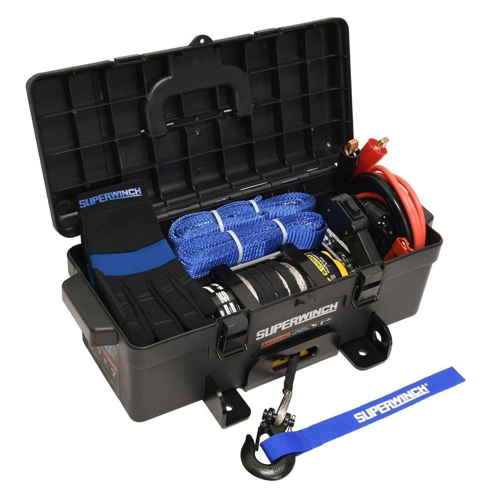 Winch2Go 12V DC Electric Portable Utility Winch 4000lb(1814.4kg) Single Line Pull with Steel Mounting Plate Integrated Hawse Fairlead 7/32 in. x 47 ft. Synthetic Rope Handheld Remote - official product image 6