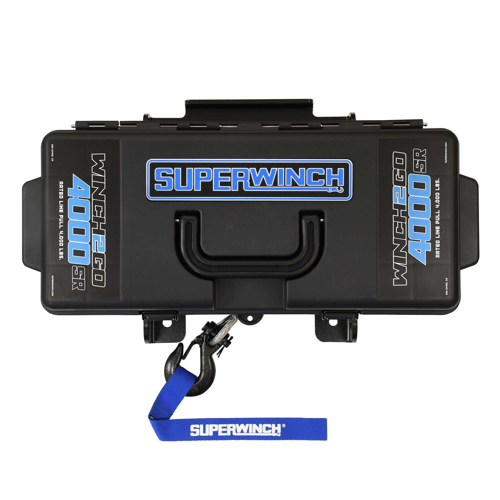 Winch2Go 12V DC Electric Portable Utility Winch 4000lb(1814.4kg) Single Line Pull with Steel Mounting Plate Integrated Hawse Fairlead 7/32 in. x 47 ft. Synthetic Rope Handheld Remote - official product image 4