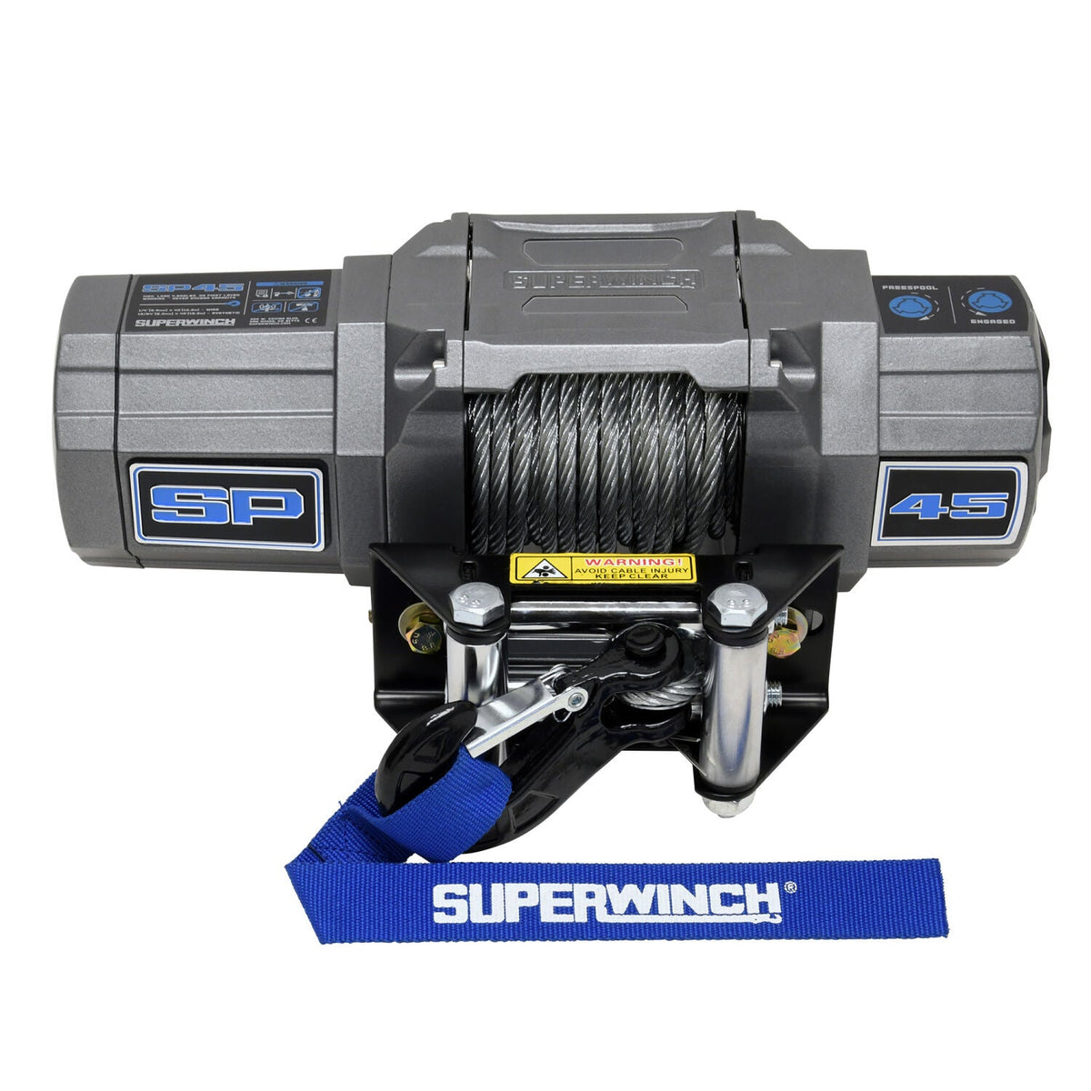 SP 45 Powersports 4500lb 12V DC Winch with Steel Wire Rope Graphite - official product image 1