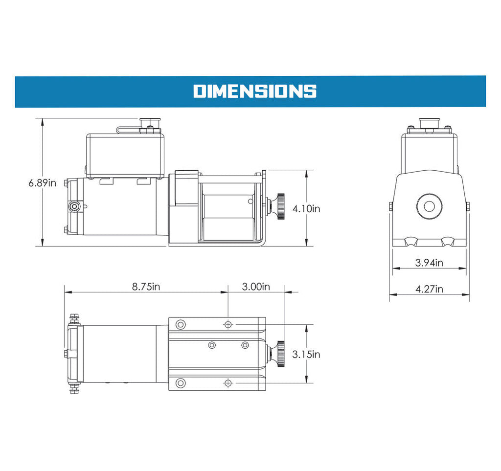 UT3000 3000lb 12V DC Winch with Steel Wire Rope Black - official product image 10
