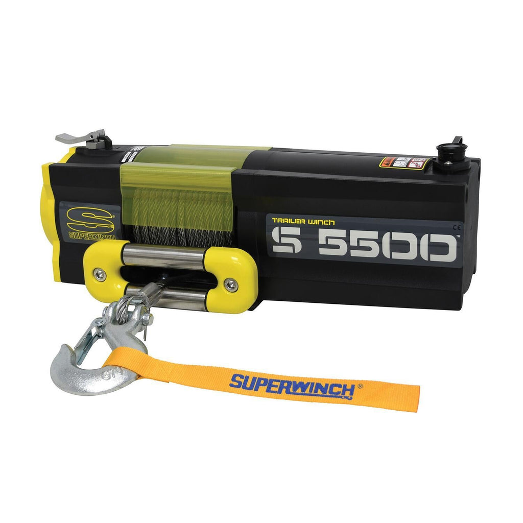 S5500 5500lb 12V DC Trailer Winch with Steel Wire Rope Yellow - official product image 2