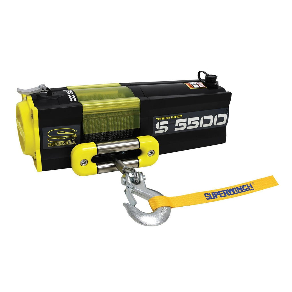 S5500 5500lb 12V DC Trailer Winch with Steel Wire Rope Yellow - official product image 3
