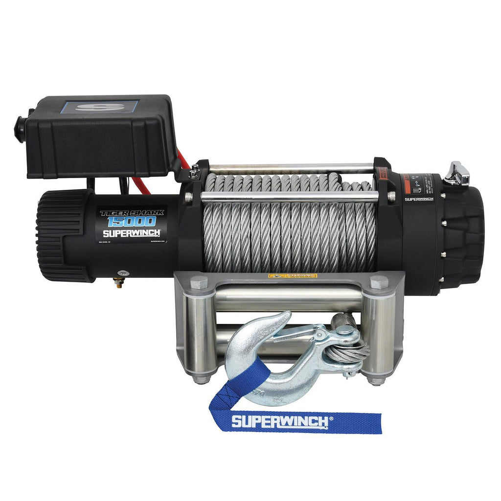 Tiger Shark 15000 15000lb 12V DC Winch with Steel Wire Rope Black - official product image 1