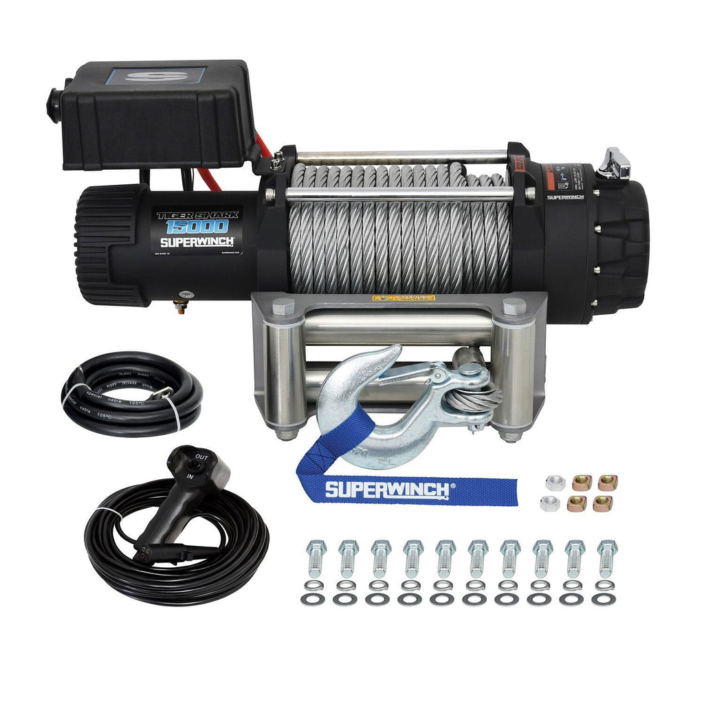 Tiger Shark 15000 15000lb 12V DC Winch with Steel Wire Rope Black - official product image 4