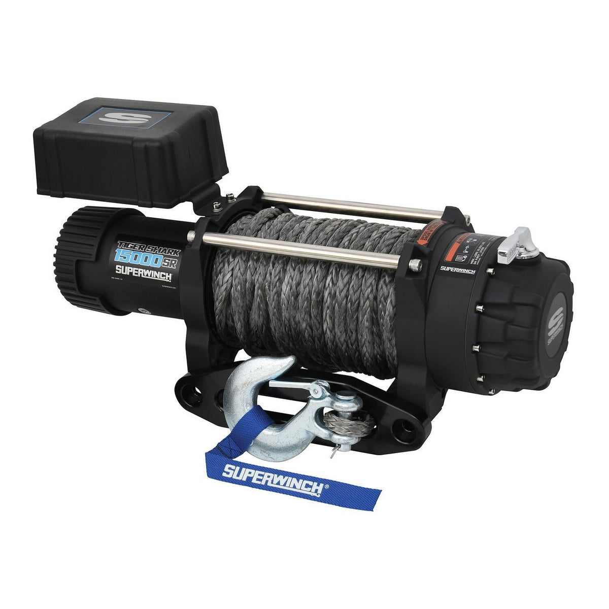 Tiger Shark 15000SR 15000lb 12V DC Winch with Synthetic Rope Black - official product image 2