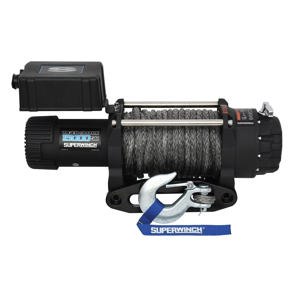 Tiger Shark 15000SR 15000lb 12V DC Winch with Synthetic Rope Black - official product image 1