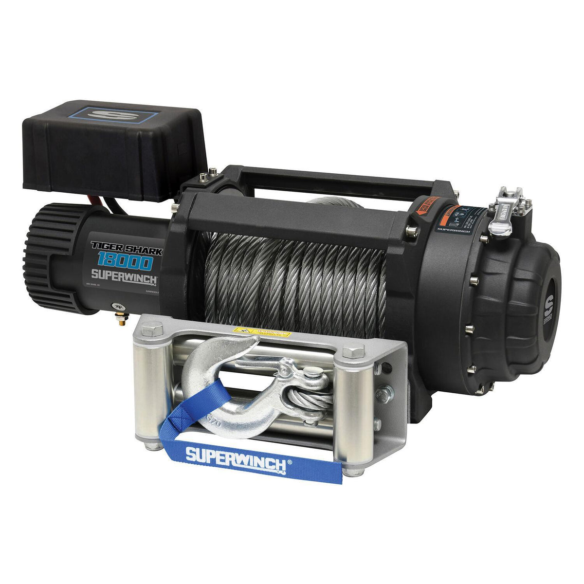 Tiger Shark 18000 18000lb 12V DC Winch with Steel Wire Rope Black - official product image 2