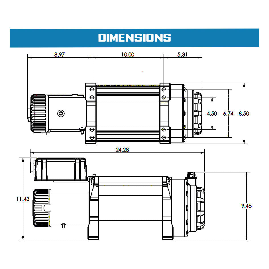 Tiger Shark 18000SR 18000lb 12V DC Winch with Synthetic Rope Black - official product image 10