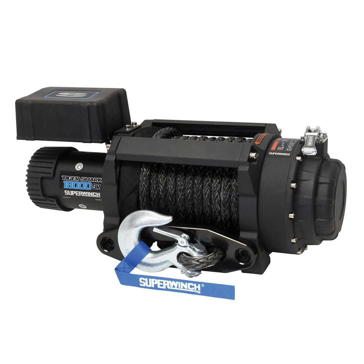 Tiger Shark 18000SR 18000lb 12V DC Winch with Synthetic Rope Black - official product image 2