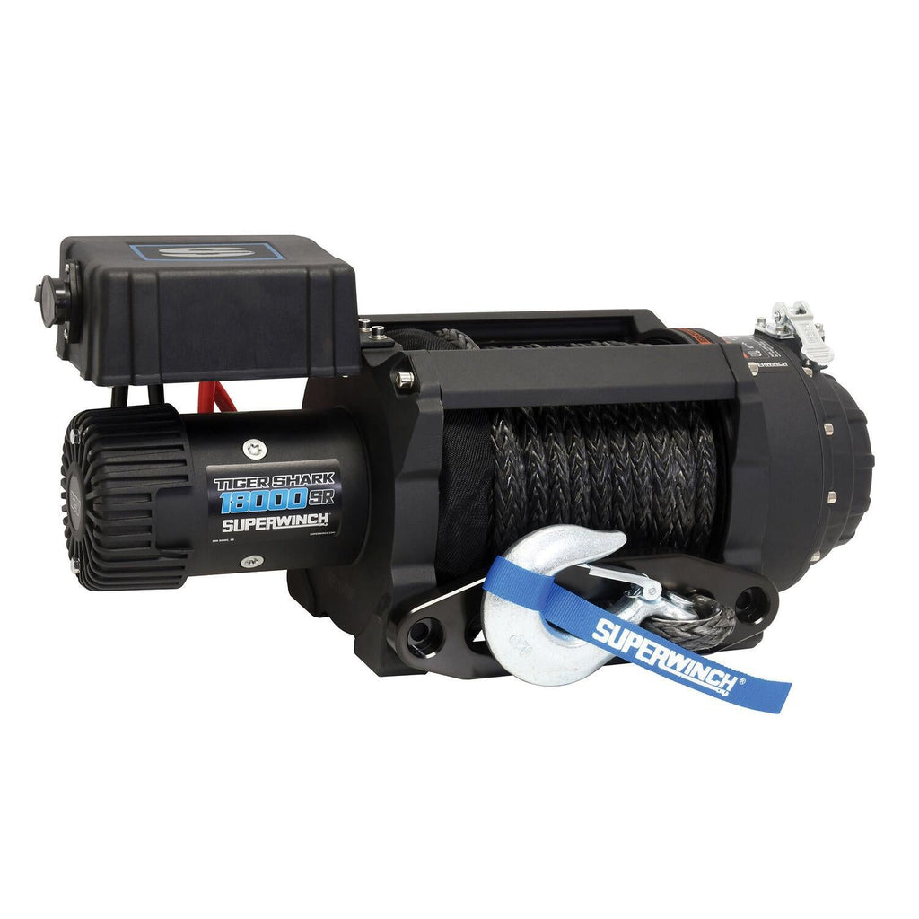 Tiger Shark 18000SR 18000lb 12V DC Winch with Synthetic Rope Black - official product image 3