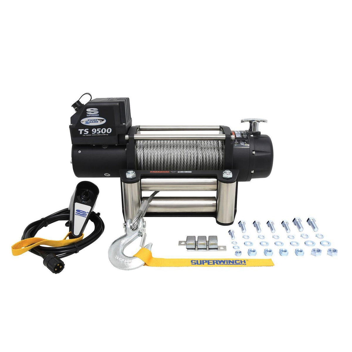 Tiger Shark 9500 9500lb 12V DC Winch with Steel Wire Rope Black - official product image 4