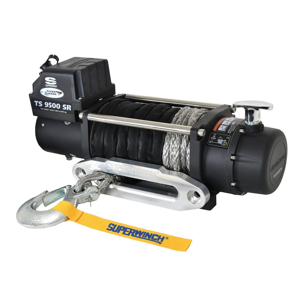 Tiger Shark 9500SR 9500lb 12V DC Winch with Synthetic Rope Black - official product image 2