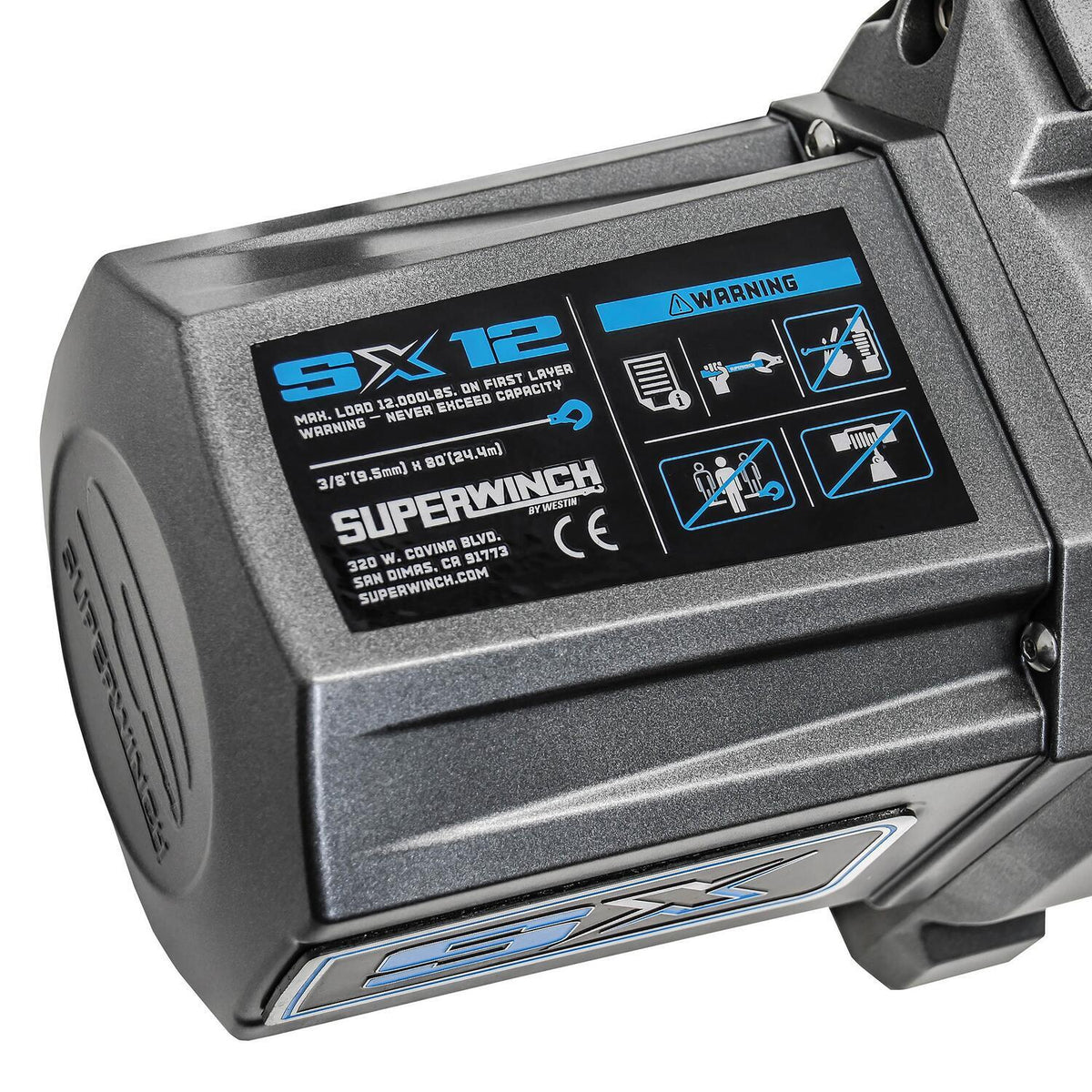 SX12SR 12000lb 12V DC Winch with Synthetic Rope Graphite - official product image 6