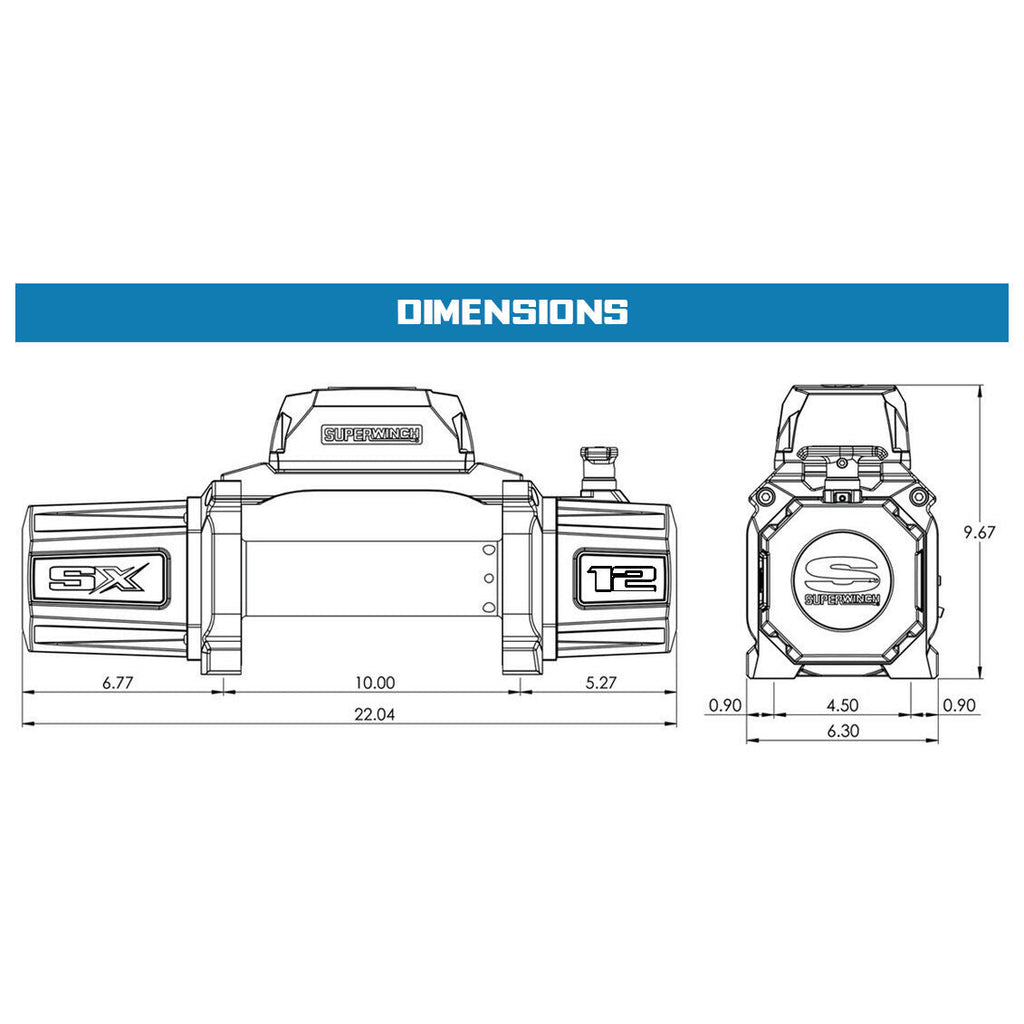 SX12SR 12000lb 12V DC Winch with Synthetic Rope Black - official product image 9