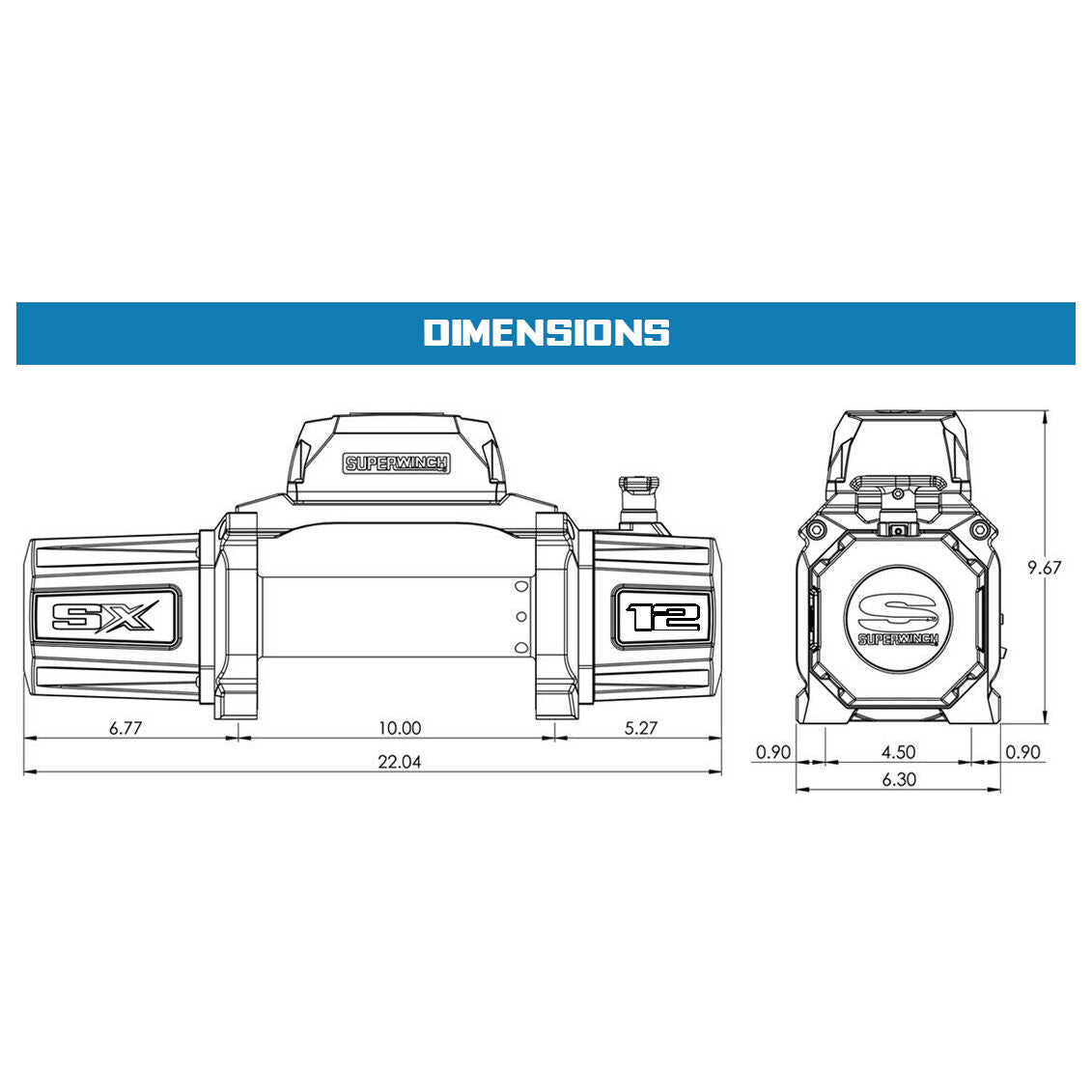 SX12SR 12000lb 12V DC Winch with Synthetic Rope Black - official product image 9