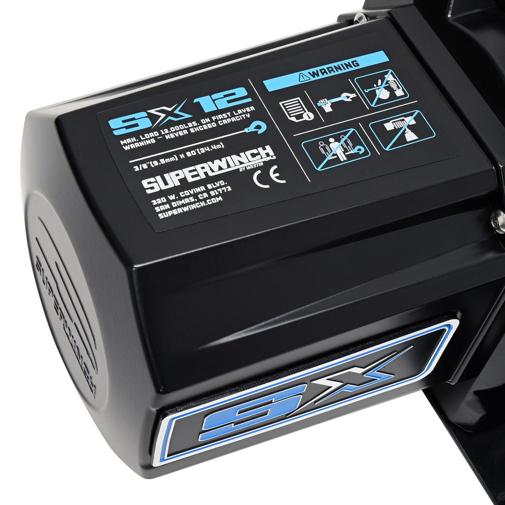 SX12SR 12000lb 12V DC Winch with Synthetic Rope Black - official product image 4