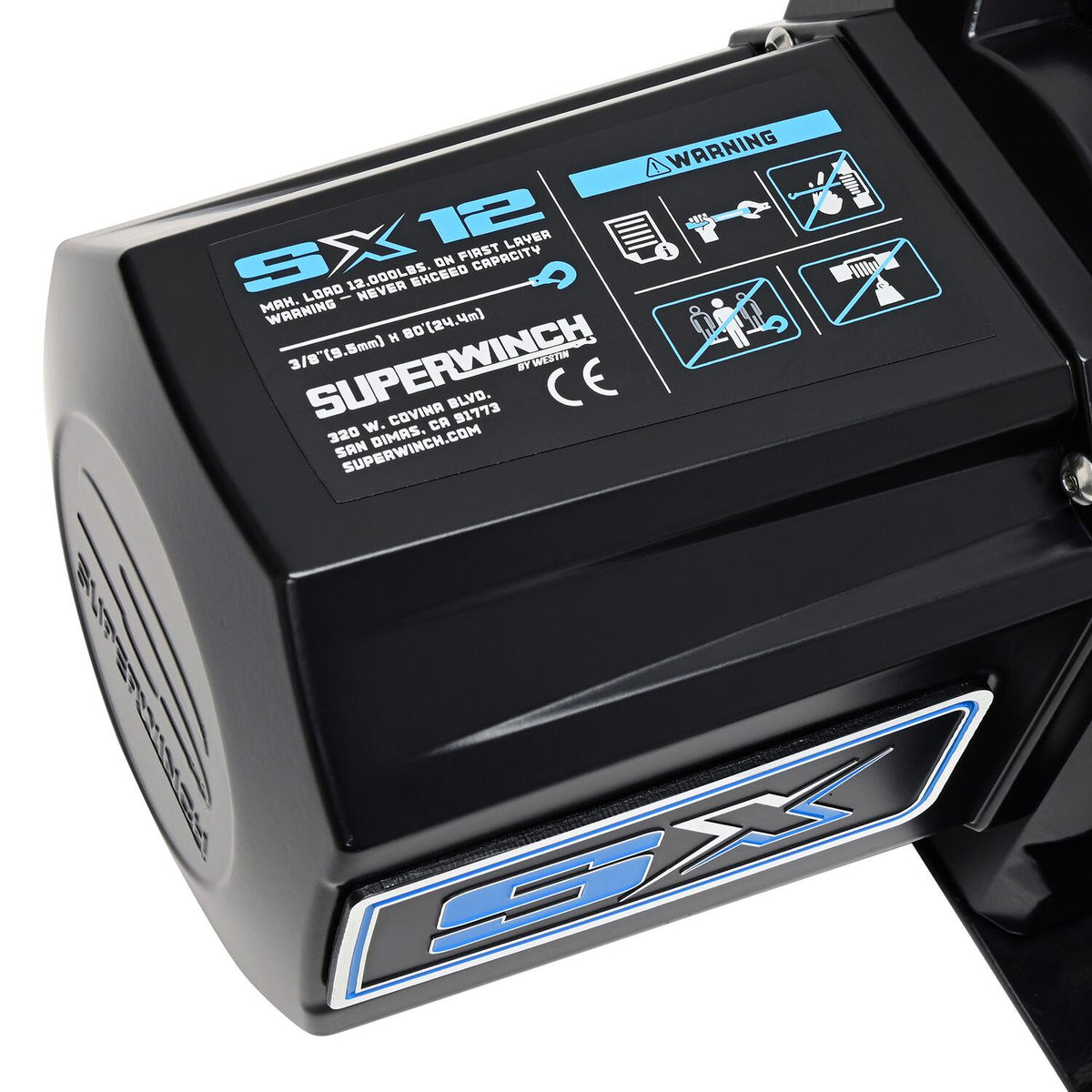 SX12SR 12000lb 12V DC Winch with Synthetic Rope Black - official product image 4