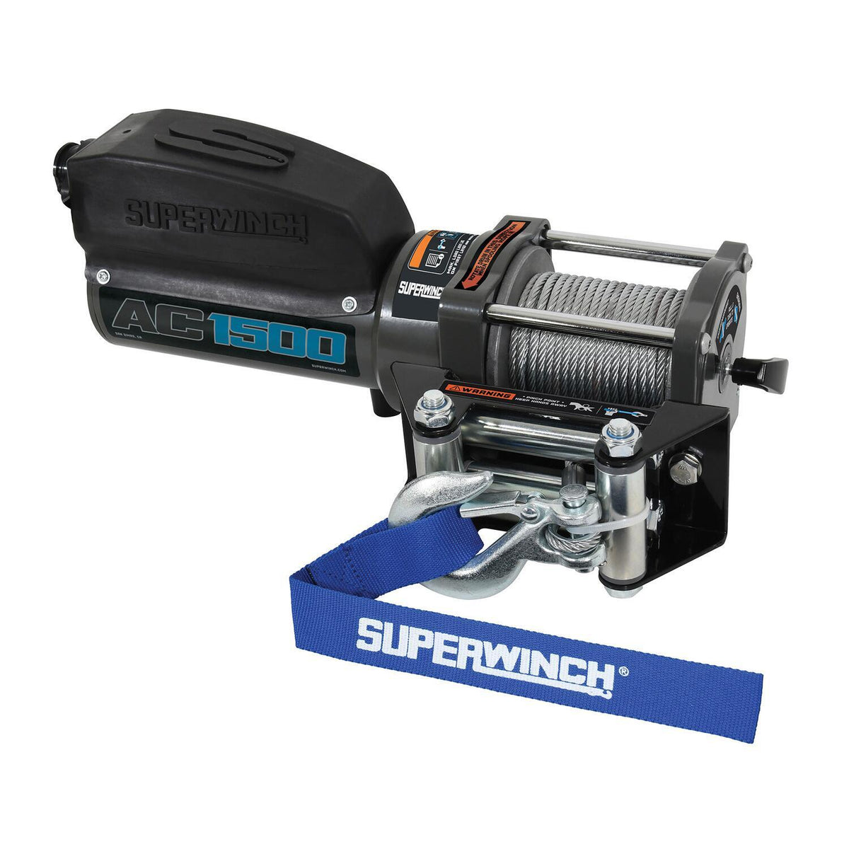 AC 1500 120V AC Winch with Steel Wire Rope Black - official product image 2