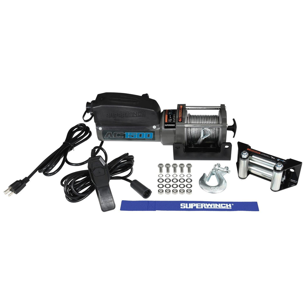 AC 1500 120V AC Winch with Steel Wire Rope Black - official product image 4