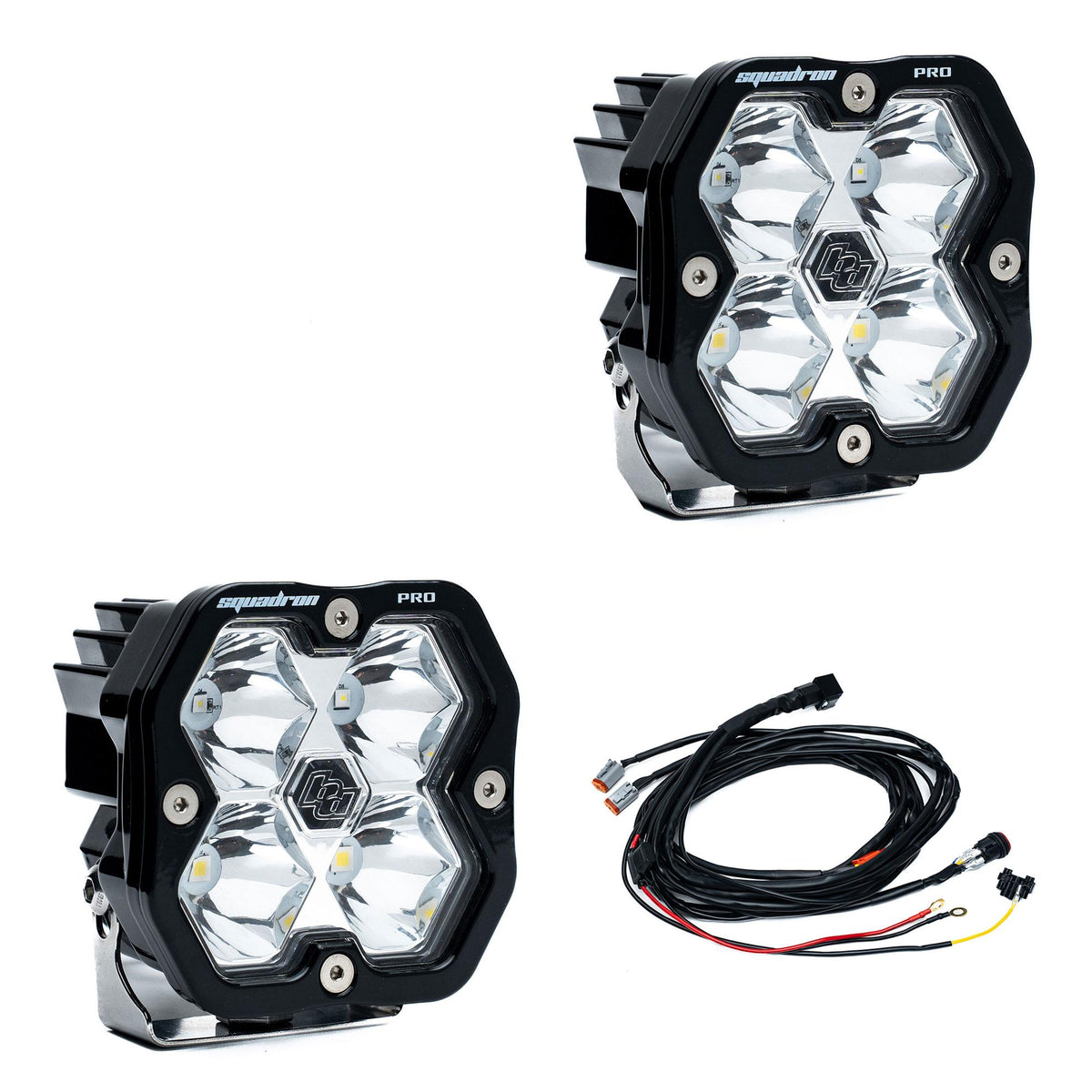 Squadron 2.0 Pro Black LED Auxiliary Light Pod Pair Universal Clear — 49-7801-2