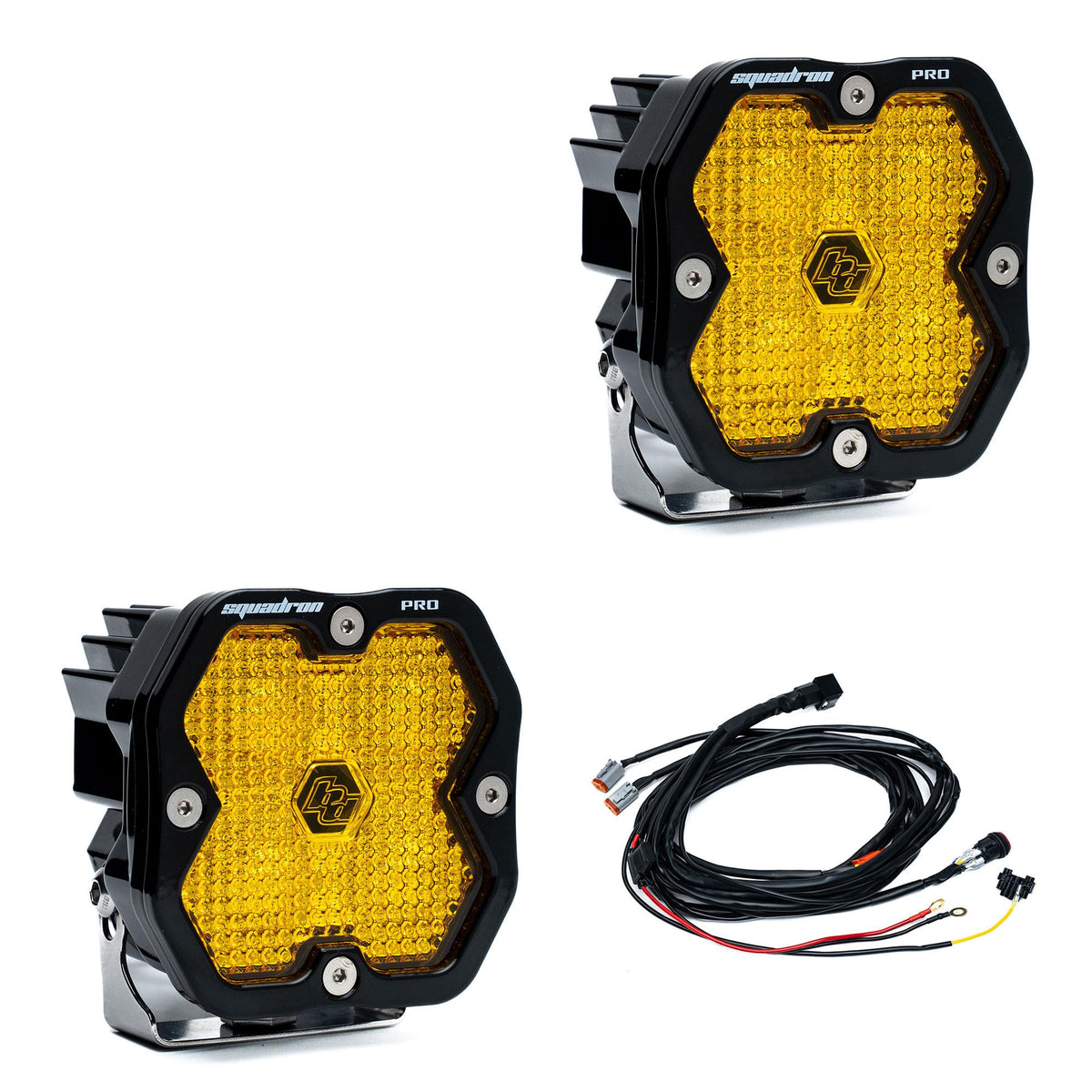 Squadron 2.0 Pro Black LED Auxiliary Light Pod Pair Universal Baja Amber — 49-7816-2