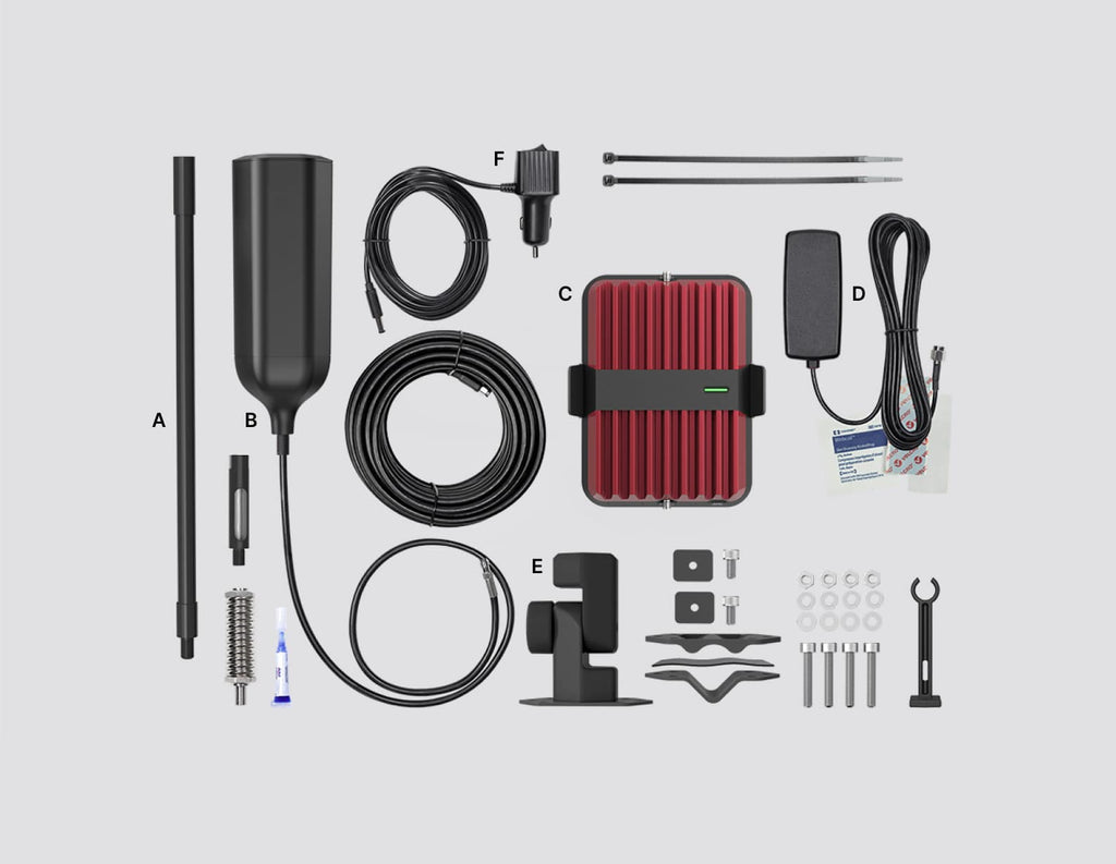 Components included with the weBoost Drive Reach Overland kit