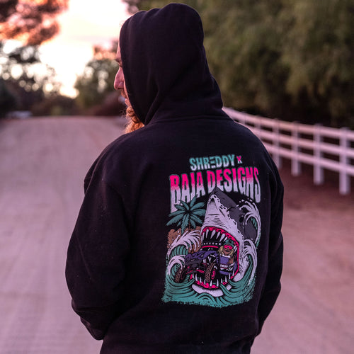 Baja Designs x Shreddy collaboration black hoodie