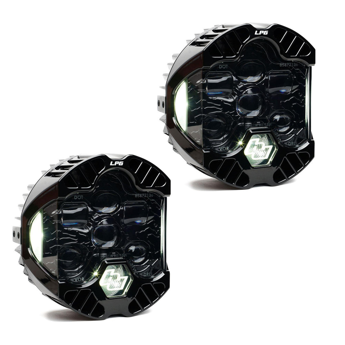 Baja Designs DOT LP6 LED headlight pair with white daytime running lights, SKU 18-7801