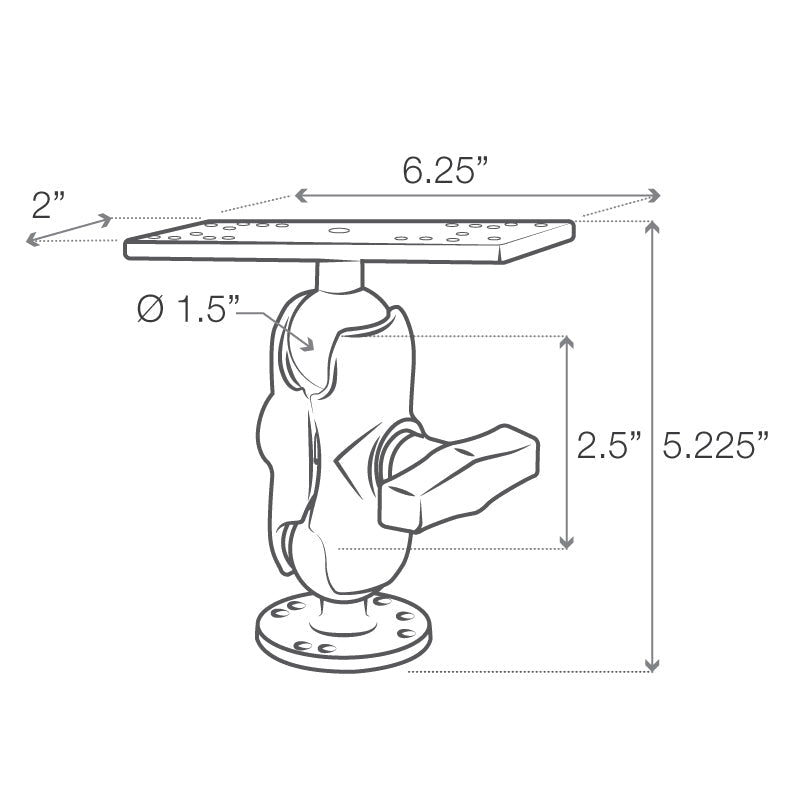 RAM® Universal Marine Electronic Mount - C Size Short - official product image 4