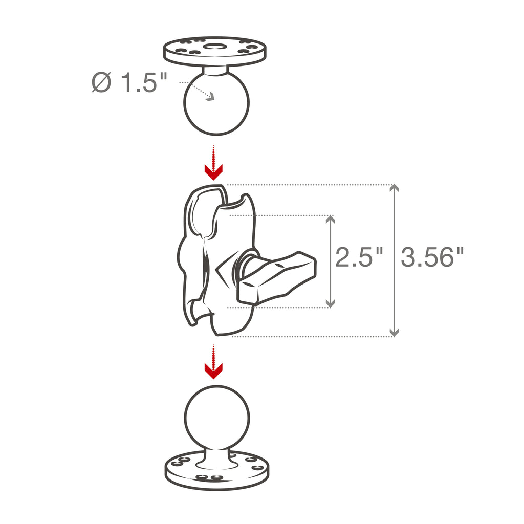 RAM® Double Socket Arm - C Size Short - official product image 6