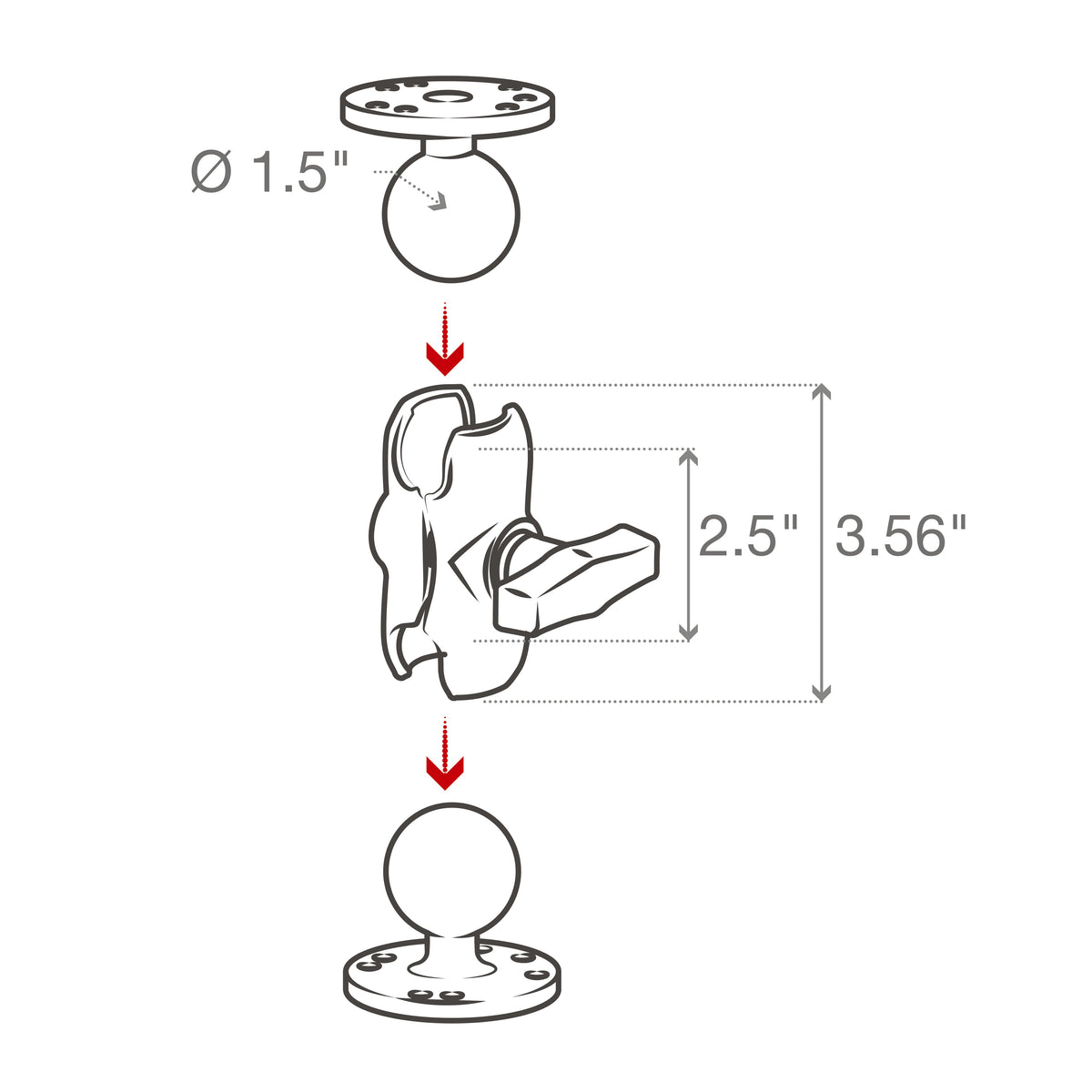 RAM® Double Socket Arm - C Size Short - official product image 6