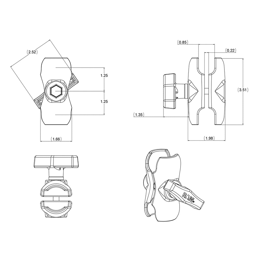 RAM® Double Socket Arm - C Size Short - official product image 7