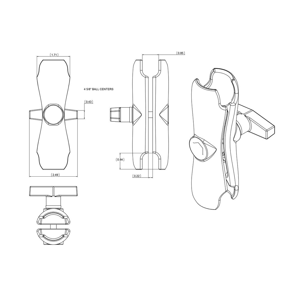 RAM® Double Socket Arm - C Size Medium - official product image 3